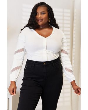 TRUEDAMES Double Take V-Neck Dropped Shoulder Blouse - White