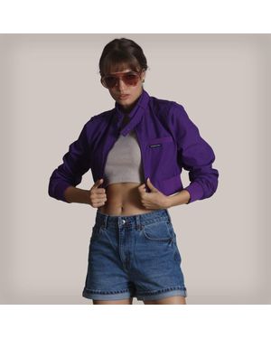 Members Only Mini Cropped Racer Jacket - Blue