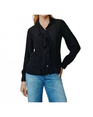 Bella Dahl Ruffle Front Long-Sleeve Shirt - Black