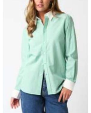 Olivaceous Contrast Button Down - Green