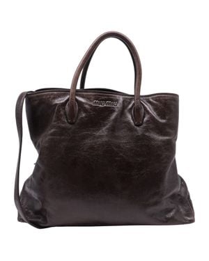 Miu Miu Vitello Shine Shopping Tote - Black