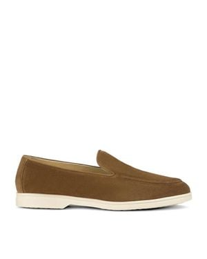 Doucal's Suede-Like Texture Calf Leather Loafers - Brown