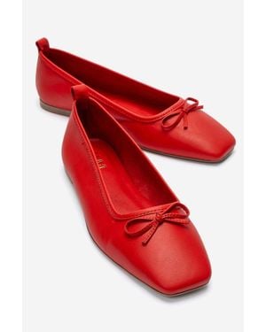 Forever & Always Shoes Sosa Leather Ballet Flats - Red