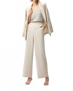 Joseph Ribkoff Geometric Textured Pull-On Wide Leg Pants - Natural