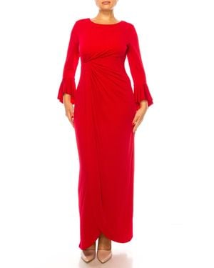 Connected Apparel Trumpet Sleeve Evening Dress - Red