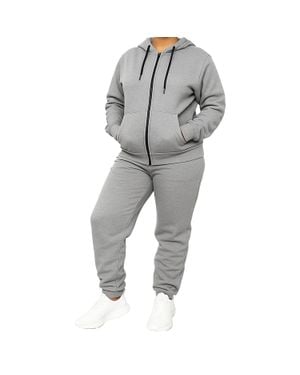 Blu Rock Loose Fit Full-Zip Hoodie And Jogger Sweatpants Matching, 2-Piece Set - Gray