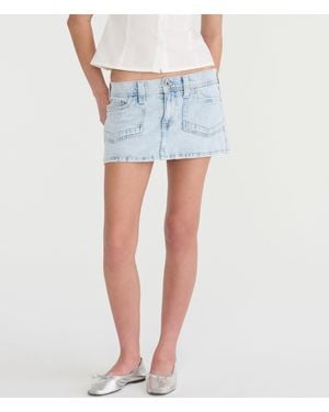 Aéropostale Low-Rise Utility Micro Denim Skirt - Blue