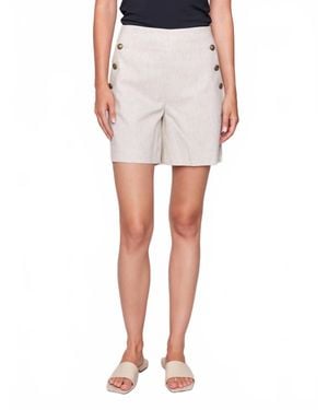 Charlie b Linen Blend Stretch Shorts With Button Detail - White