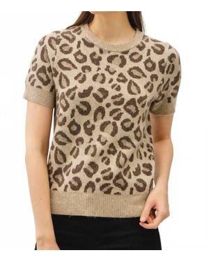 Be Cool Leopard Print Wool Blend Knit Top - Brown
