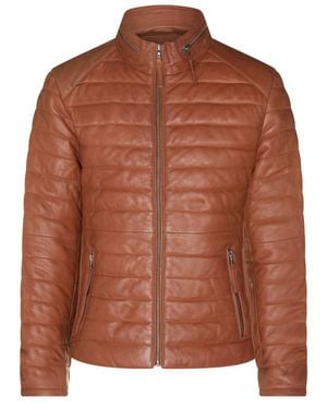 Infinity Leather Tan Quilted Leather Puffer Jacket - Brown