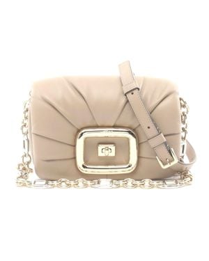 Roger Vivier Viv Shock Leather Shoulder Bag - Natural