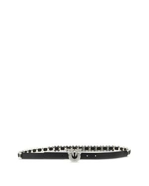 Pinko Slim Rhinestone-Embellished Synthetic Belt - White