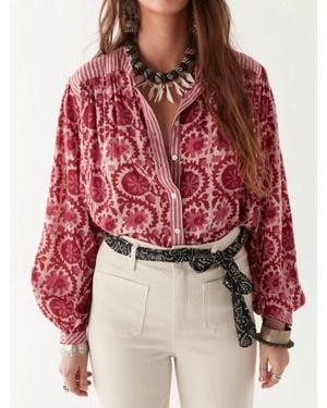 MAISON HOTEL Leandra Long Sleeve Blouse - Red