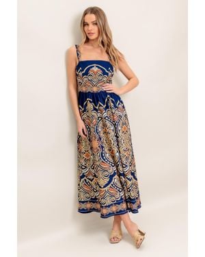 TRUEDAMES Sahara Dreams Woven Midi Dress - Blue