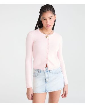 Aéropostale Scalloped Crew Cardigan - White