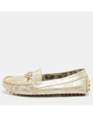 Roberto Cavalli Suede Slip On Loafers - Metallic