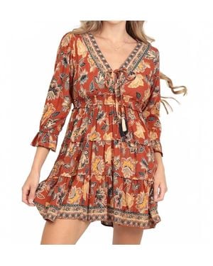 Angie Dahlia Tiered Mini Dress - Orange