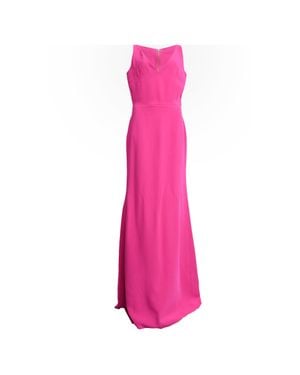 Victoria Beckham V-Neck Maxi Gown Dress - Pink
