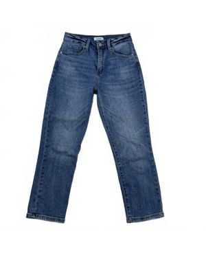 Ceros Cropped High Rise Straight Jean - Blue