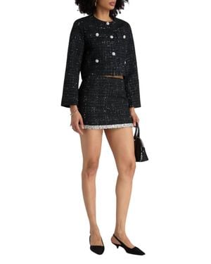 Maje Sequin-Embellished Short Metallic Tweed Jacket - Black