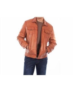 Scully Soft Lamb Zip Front Jacket - Blue