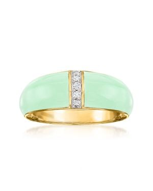 Ross-Simons Pastel Enamel Dome Ring With Diamonds - Green