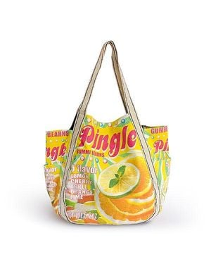 ILEA [Pingle] 100% Cotton Eco Canvas Shoulder Tote Bag Shopper Bag Multiple Pockets - Yellow