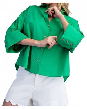 Eesome Patty Pleat Back Blouse - Green