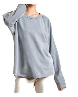Umgee Mineral Washed Raw Hem Top - Blue