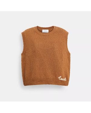 COACH Crewneck Sweater Vest - Brown