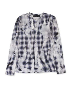 Y. Project Check Long Sleeve With Devore Effect T-Shirt - Blue
