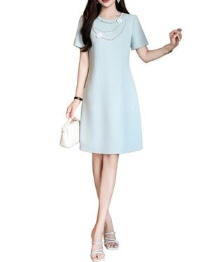 BURRYCO Short Sleeve Aline Dress - Blue