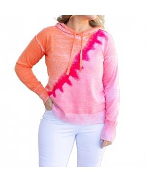 Charlie b Reverse Printed Cotton Hoodie - Pink
