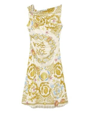 Versace Ivory Floral Mini Dress - Metallic