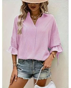 TRUEDAMES Clasi Striped Blouse - Purple