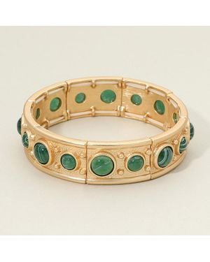 Fashnzfab Round Cabochon Accent Stretch Bracelet - Metallic