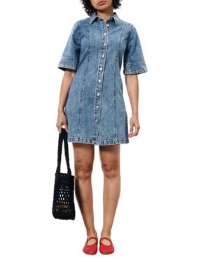 FRNCH Ellyne Denim Buttoned Mini Dress - Blue