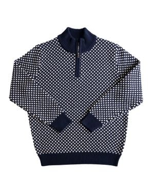 Long Wharf Supply Co. Edgartown Seawell Quarter Zip Sweater - Blue