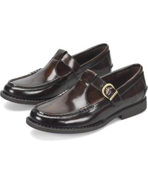 BÃ¸rn Born Miki Br0061357 Flat Womogano Leather Moc Toe Loafers Shoes Zap273 - Black