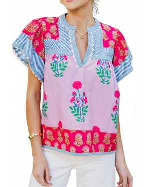 Thml Floral V-Neck Top - Pink