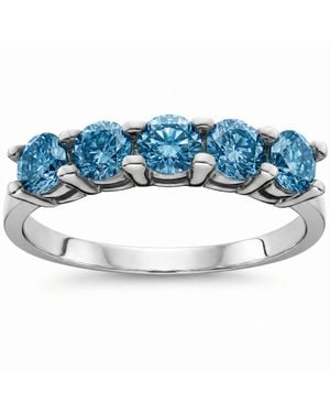 Pompeii3 1Ct Diamond Wedding Five Stone Ring 14K Size Selectable - Blue