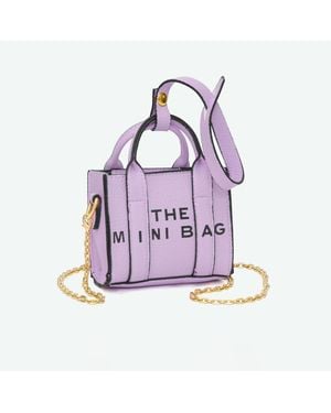 Fashnzfab The Mini Bag Message Pointed Faux Leather Bag Charm Mini Bag Crossbody Bag - Purple