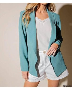 Kori Kristi Pleated Sleeve Blazer - Blue