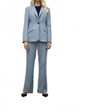 Iris Setlakwe Pinstripe Bell Sleeve Jacket - Blue