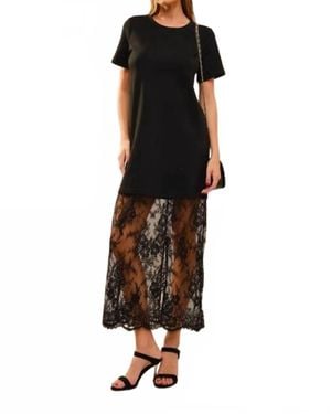 Blue B Oversized Lace Layered Midi Dress - Black