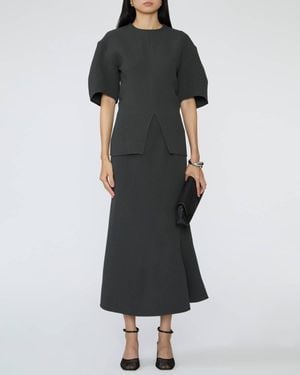 Tibi Wool Crepe Marte Fluid Skirt - Black