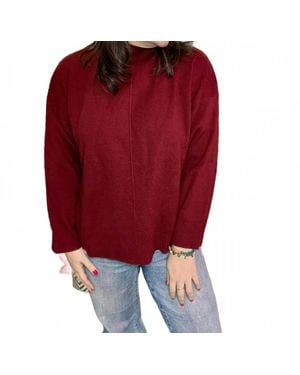 Blu Pepper Solid Mock Neck Seam Front Knit Sweater - Red