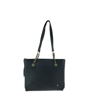Bally Vintage Quilted Fringe Leather Tote - Black