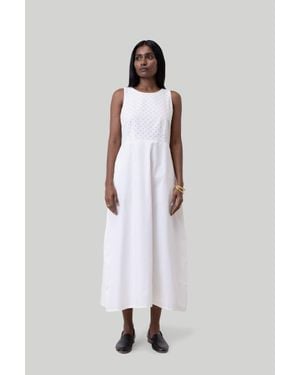 REISTOR Organic Cotton Cross-Back Midi Dress - White