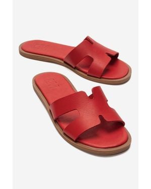 Forever & Always Shoes Biora Leather Slide - Red
